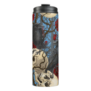 Raven's secret. Dark and moody gothic illustration Thermal Tumbler
