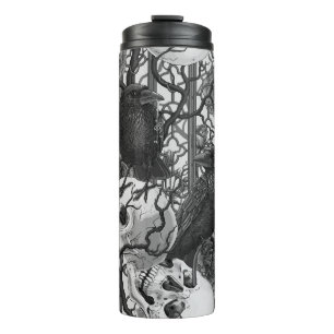 Raven's secret. Dark and moody gothic illustration Thermal Tumbler