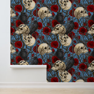 Raven's secret. Dark and moody gothic illustration Wallpaper