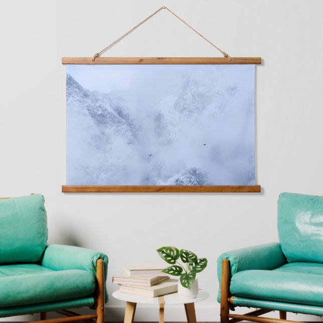Ravens, snowy mountains and clouds hanging tapestry (Living Room)