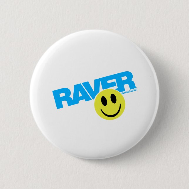 Raver Smilie - DJ Clubbing Rave Party Music 6 Cm Round Badge (Front)