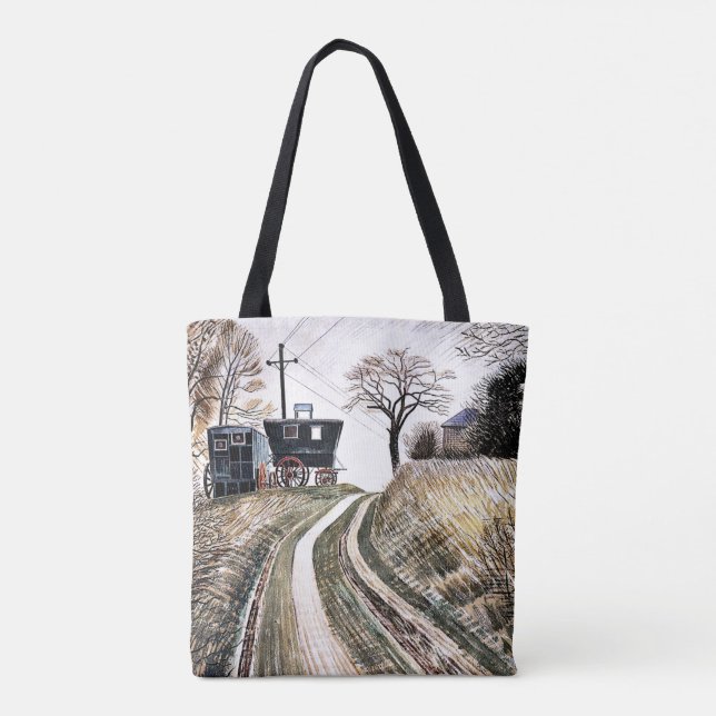 Ravilious - Caravans, fine art Tote Bag (Back)
