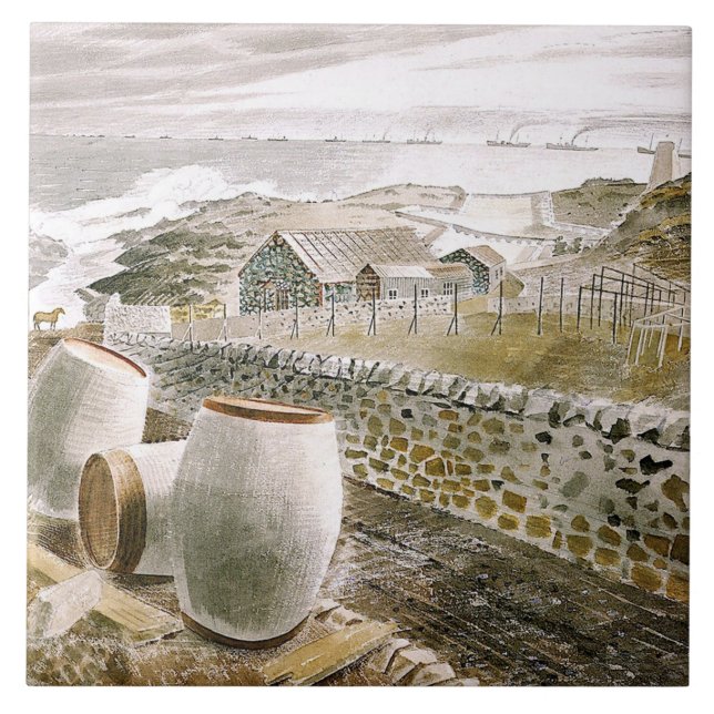 Ravilious - Convoy Passing an Island Tile (Front)