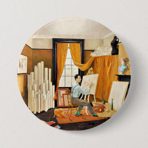Ravilious - Edward Bawden Working in His Studio 7.5 Cm Round Badge