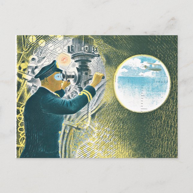 Ravilious - Officer Looking through a Periscope Postcard (Front)