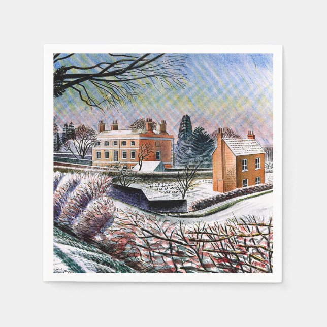 Ravilious - Vicarage in Winter Napkin (Front)