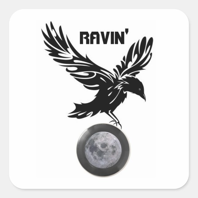 Ravin' moon square sticker (Front)