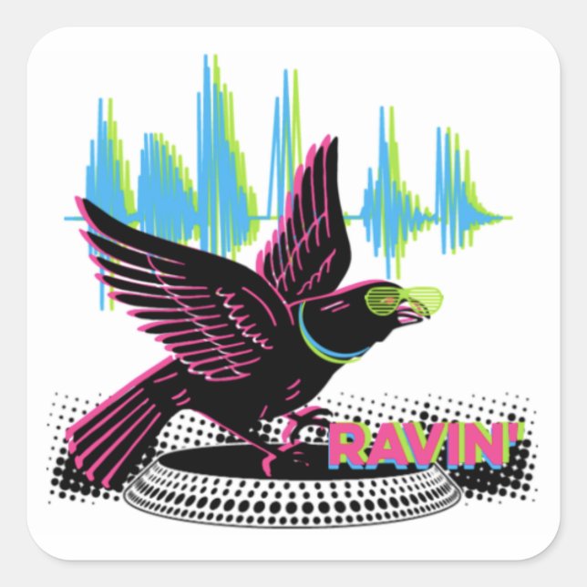 Ravin' Raven Square Sticker (Front)