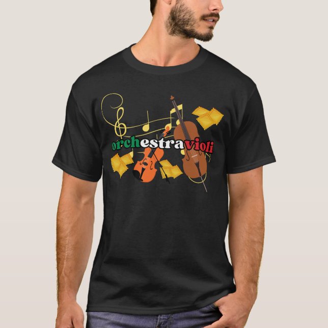 Ravioli Pasta ORCHESTRAVIOLI Italian Colours Music T-Shirt (Front)