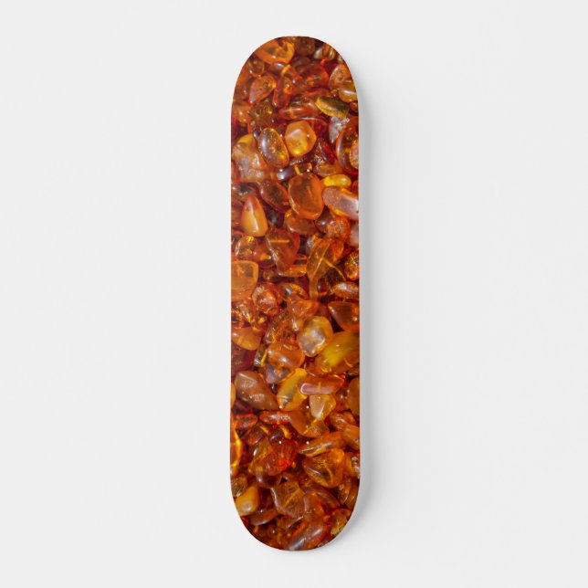 Raw amber pebbles skateboard (Front)