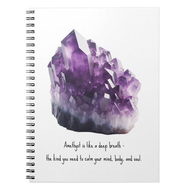 Raw Amethyst Purple Calming Crystal Metaphysical  Notebook (Front)