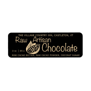 Raw Artisan Chocolate Gold on Black Product Label