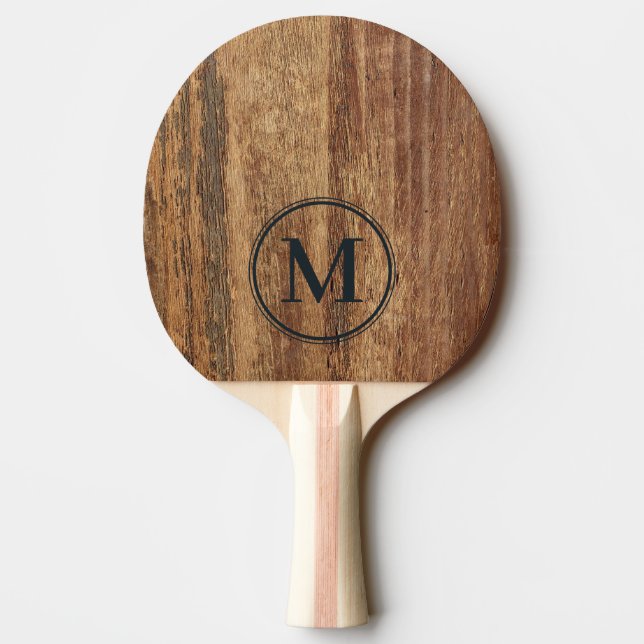 Raw Cedar Wood Monogram Ping Pong Paddle (Back)