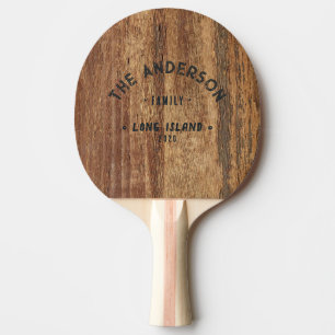 Raw Cedar Wood Vintage Seaside Family Name Ping Pong Paddle