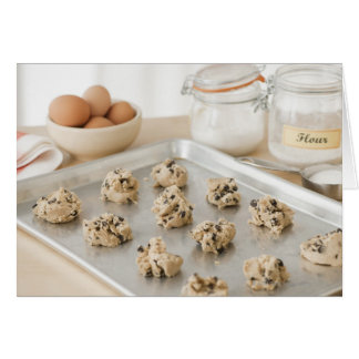 Raw cookies on baking tray