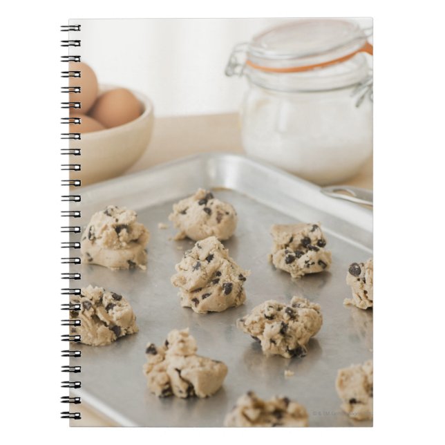 Raw cookies on baking tray spiral notebook (Front)