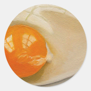 RAW EGG REALISM ARTWORK CLASSIC ROUND STICKER