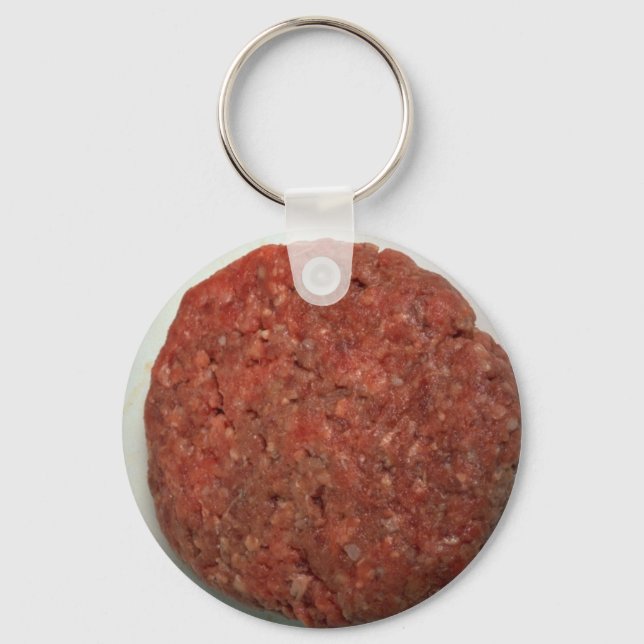 Raw hamburger patty key ring (Front)