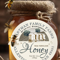 Raw Honey Hives Bees Farmland Product Label