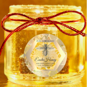 Raw Honey Jar Honeybee Honeycomb Bee Apiary Classic Round Sticker