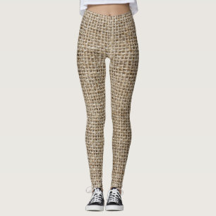 Raw Linen: Natural Textured Fabric. Leggings