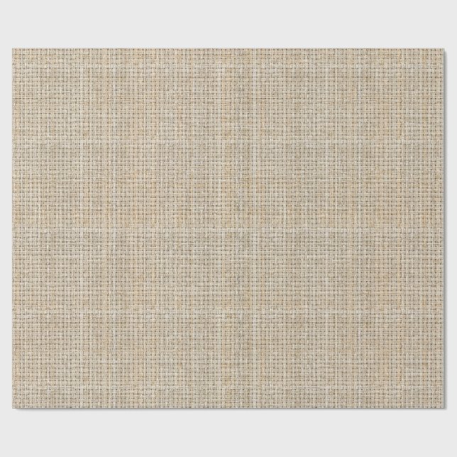 Raw Linen Weave Oatmeal Japandi Minimalist Wrapping Paper (Flat)