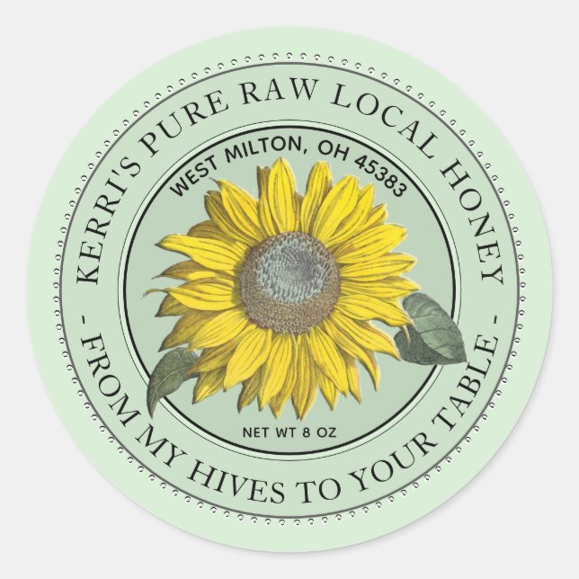 Raw Local Honey From My Hives to Your Table Classic Round Sticker (Front)
