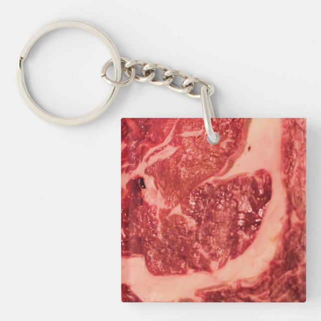 Raw Meat Ribeye Steak Key Ring (Front)