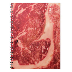 Raw Meat Ribeye Steak Texture Spiral Notebook