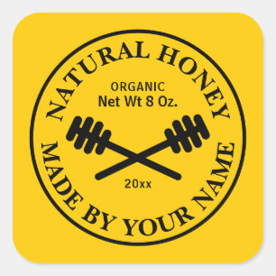 Raw organic honey jar sticker template