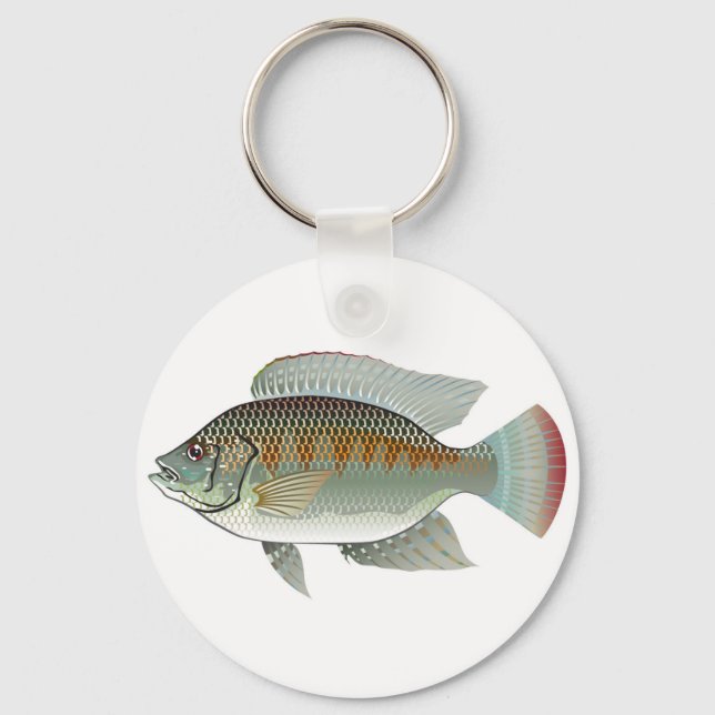 Raw Seafood Tilapia Fish Vector Key Ring (Front)