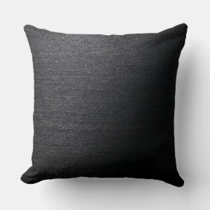 Raw silk dupioni texture in deep black color cushion