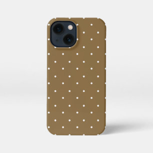 Raw Umber and white Polka Dots Phone Cases