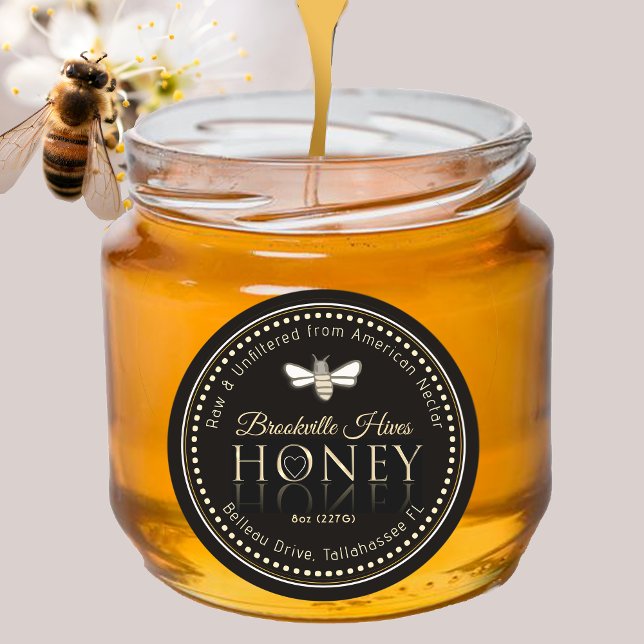 Raw Unflitered Honey Label Black Gold Bee Heart (Creator Uploaded)