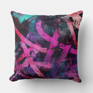 Raw Urban Graffiti Art with Bold Paint Strokes Cushion