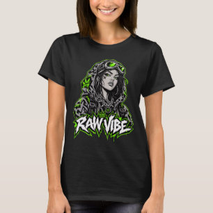 Raw Vibe Cyberpunk Anime Girl Shirt, Edgy Neon Lim T-Shirt