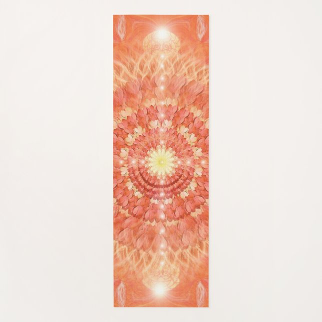 RAW Yoga Mat, Orange, Flower Mandala, Sun Mat (Front)