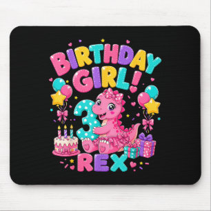 Rawr 3 Three Rex Pink Dinosaur 3rd Birthday Girl Mouse Pad
