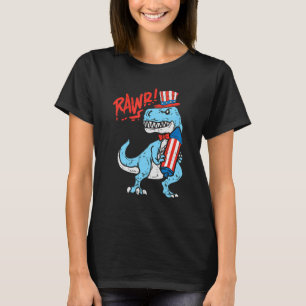 Rawr American Rex Dino Kids 4th Of July Baby Boys  T-Shirt