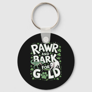 Rawr Bark T-rex Bulldog St. Patricks Day American Key Ring