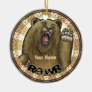 Rawr Bear Ceramic Tree Decoration