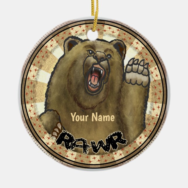 Rawr Bear  Ceramic Tree Decoration (Front)