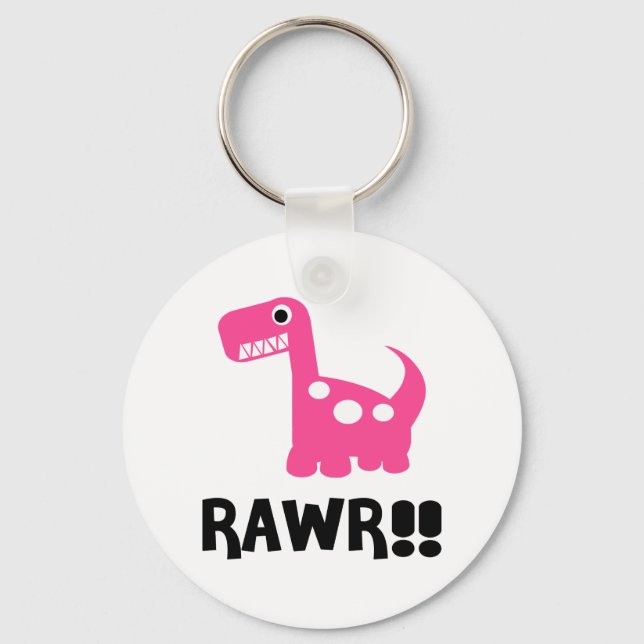Rawr Dino Pink Key Ring (Front)