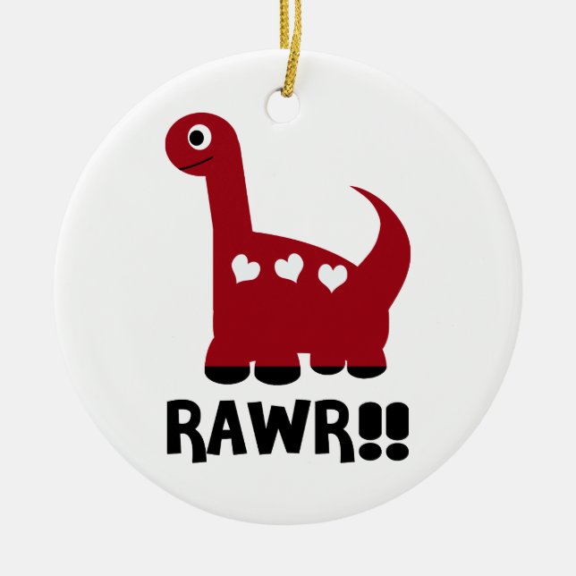 Rawr Dino Red Ceramic Tree Decoration (Front)