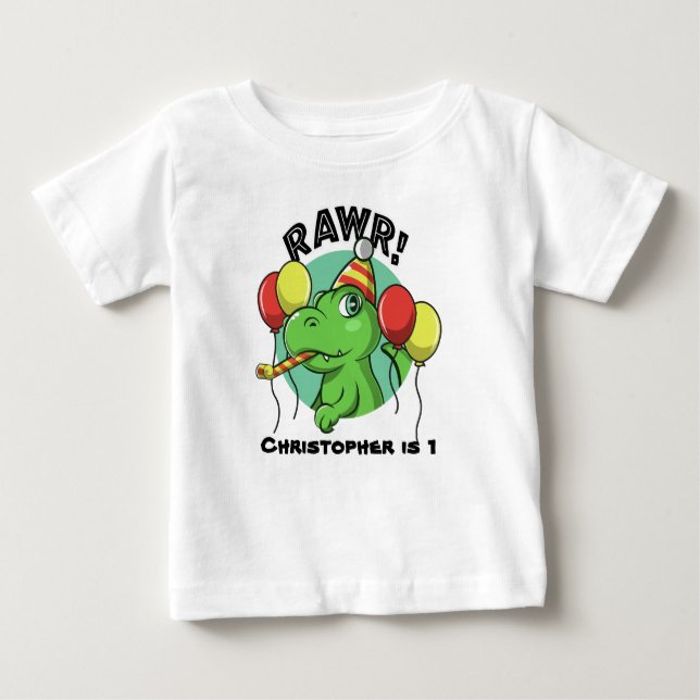 Rawr Dinosaur Birthday Baby T-Shirt (Front)
