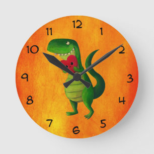 RAWR Dinosaur Love Round Clock