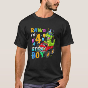 Rawr I M 4th Birthday Boy Dinosaur Rex 4 Years Old T-Shirt