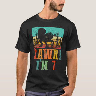 Rawr I m 7 Years Old Dinosaur Rex Birthday Squad R T-Shirt