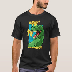 Rawr I'm 11 Birthday Boys 11th Birthday Dino Tyran T-Shirt