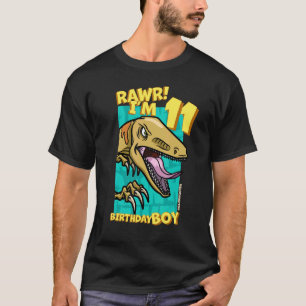 Rawr I'm 11 Birthday Boys 11th Birthday Dino Velo T-Shirt